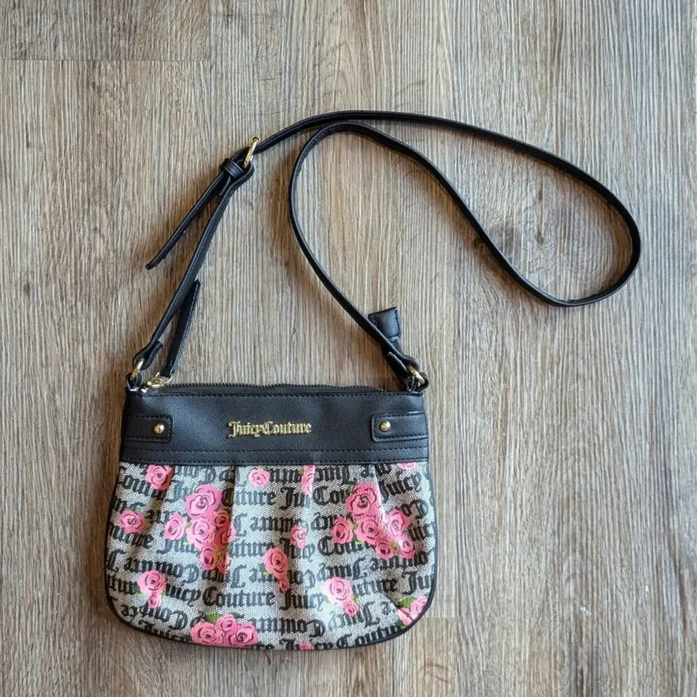 Juicy Couture Pink Blooms Status Crossbody Purse Bag - Like New!